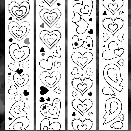Pre-cut black heart washi tapes (B514)