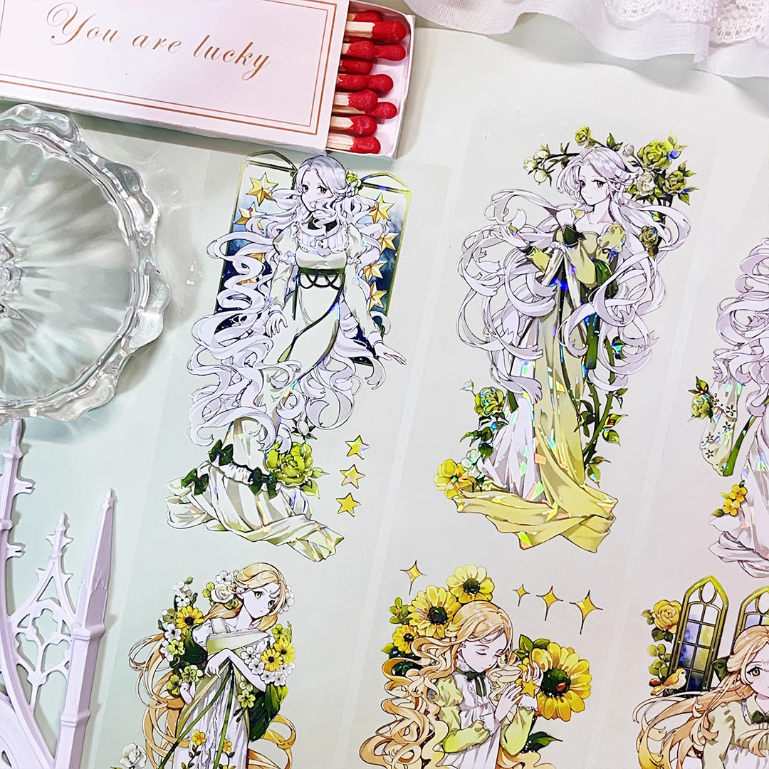 "Hibiscus & girl" Luxury Anime Character PET Tape (C575)