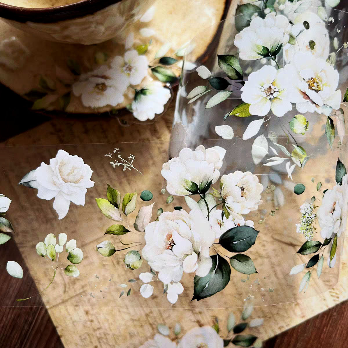 White flowers PET tape ( F514 )