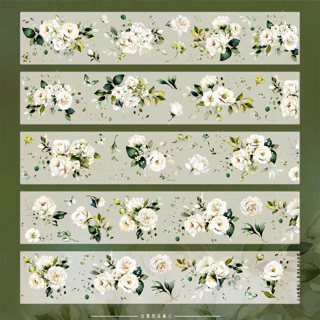 White flowers PET tape ( F514 )