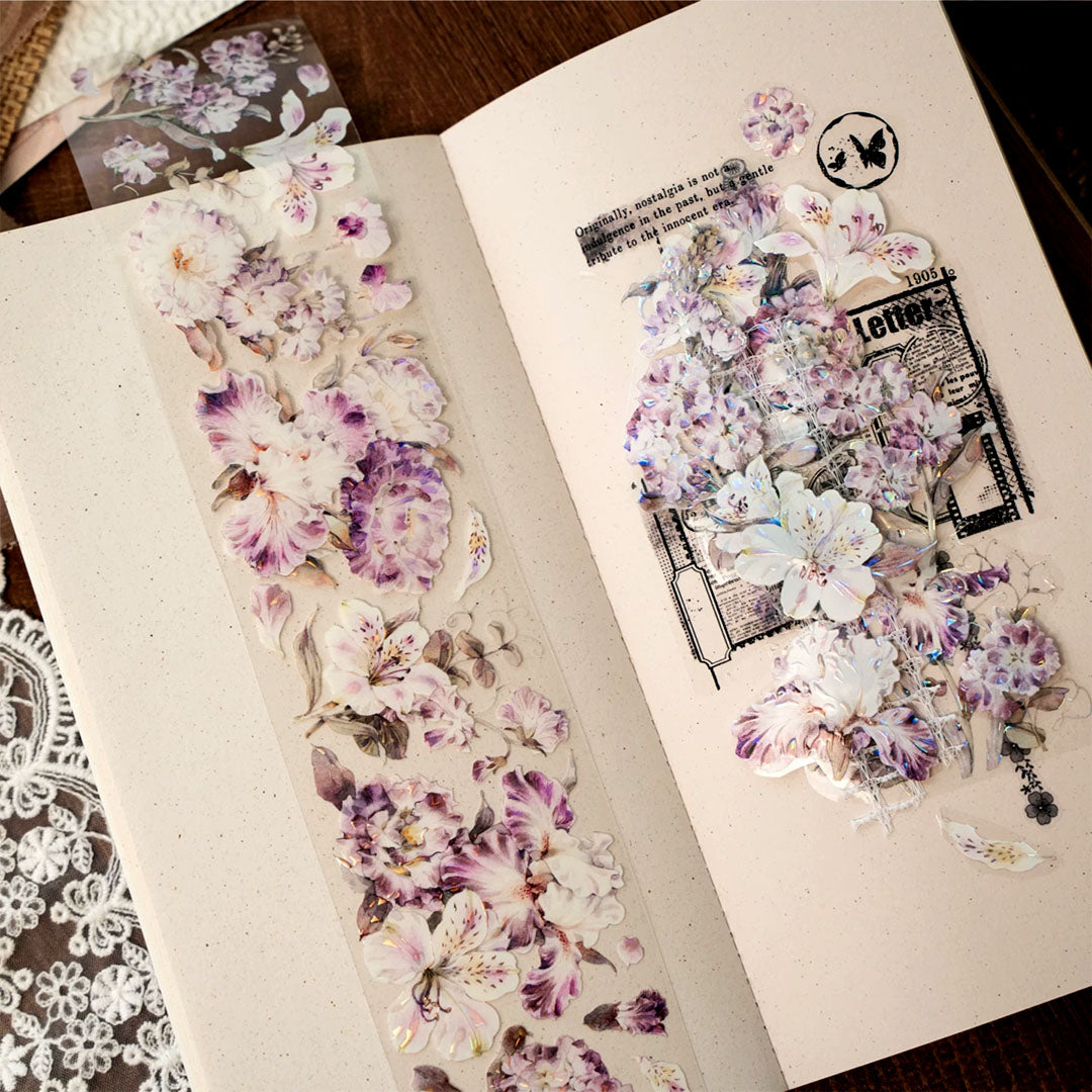 Pink purple flowers PET tape (F562)