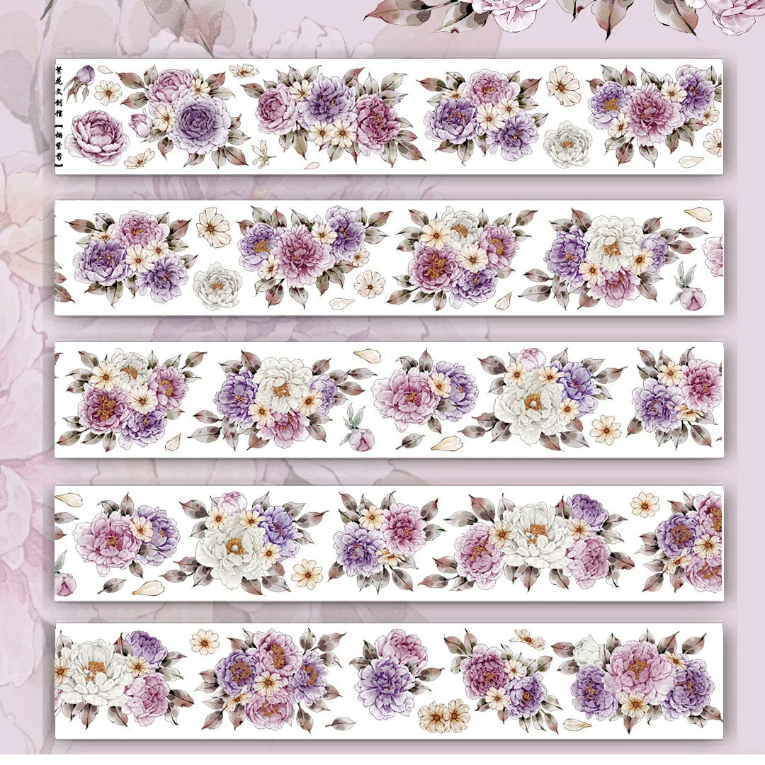 Pre-cut "Purple peony" Floral PET Tape (F587)