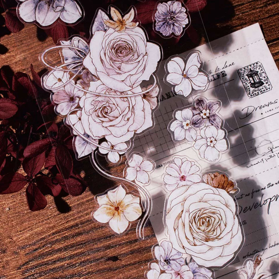 "Flowers in the Twilight" Pre-cut Floral PET Tape (F622)