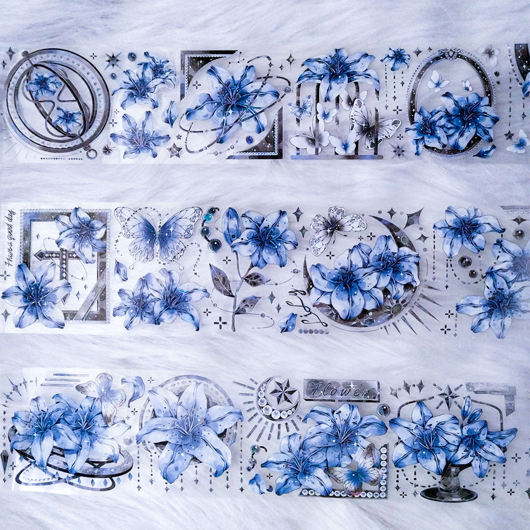 "Blue Lily" Luxury Floral PET Tape (F625)