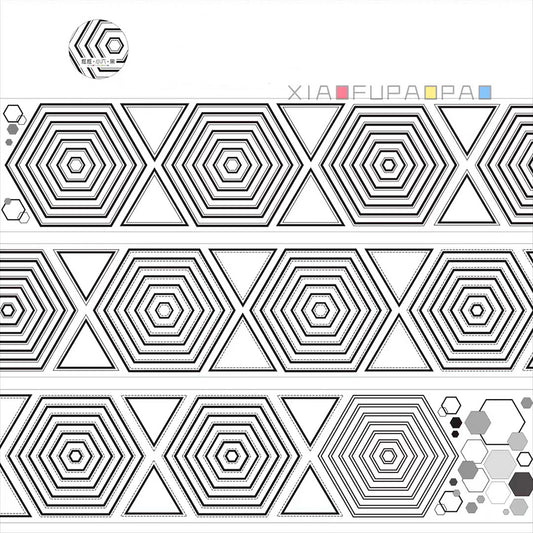 Pre-cut Hexagon border Washi tape (B511)