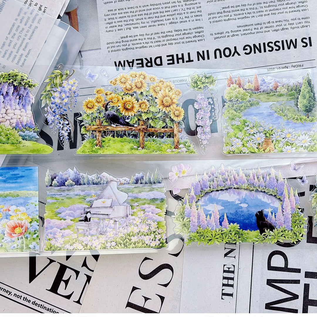 "A Cozy Yard" Pre-cut Soft Nature Scene PET tape (V554)