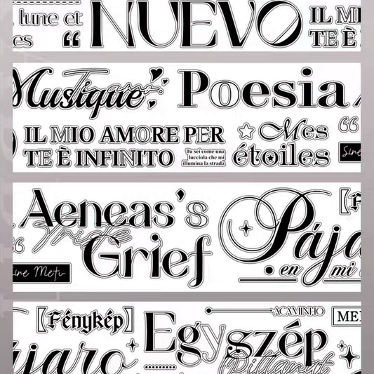 Pre-cut romantic Text PET tape (W512)