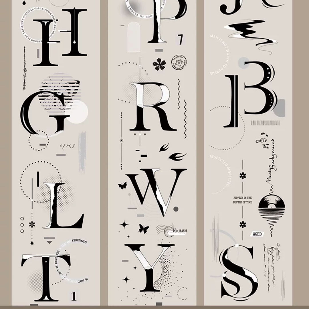 "White and Black" Large letters PET Tape (W538)