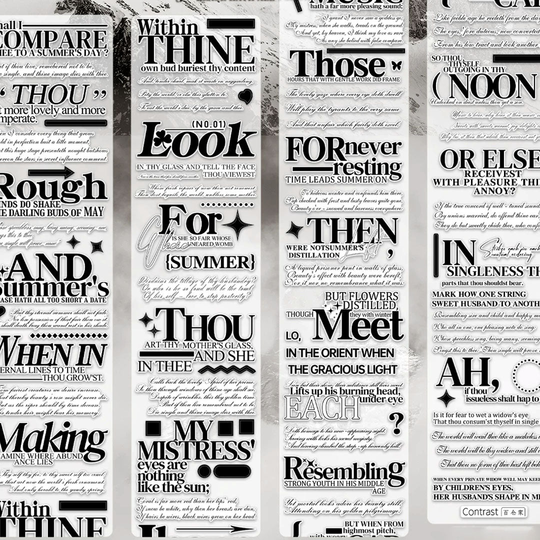 "Contrast" Pre-cut text Washi Tape (W533)