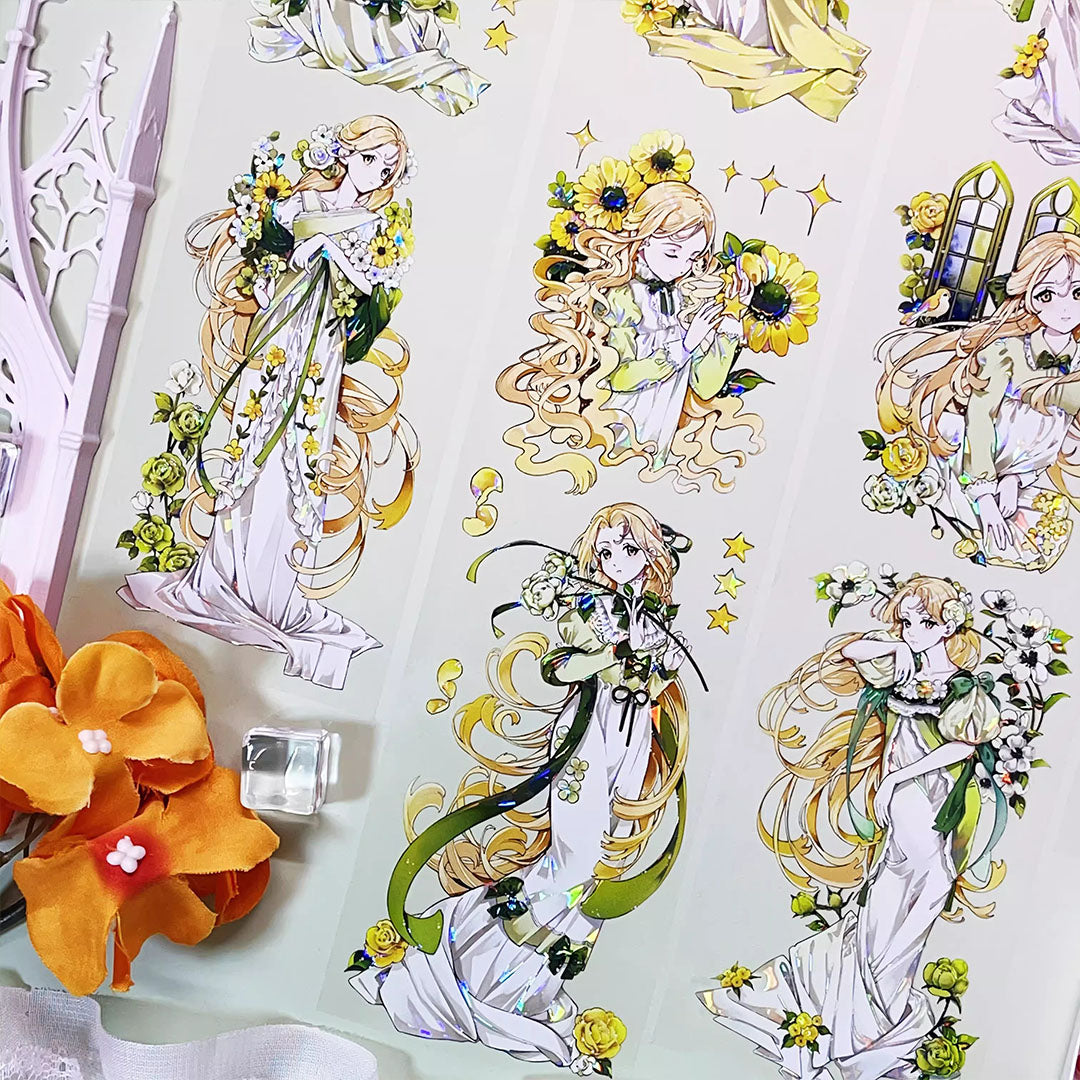 "Hibiscus & girl" Luxury Anime Character PET Tape (C575)