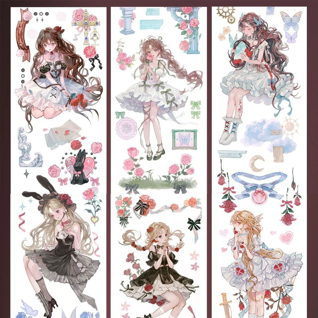 "Rosy Girl" Luxury Anime Character PET Tape (C580)