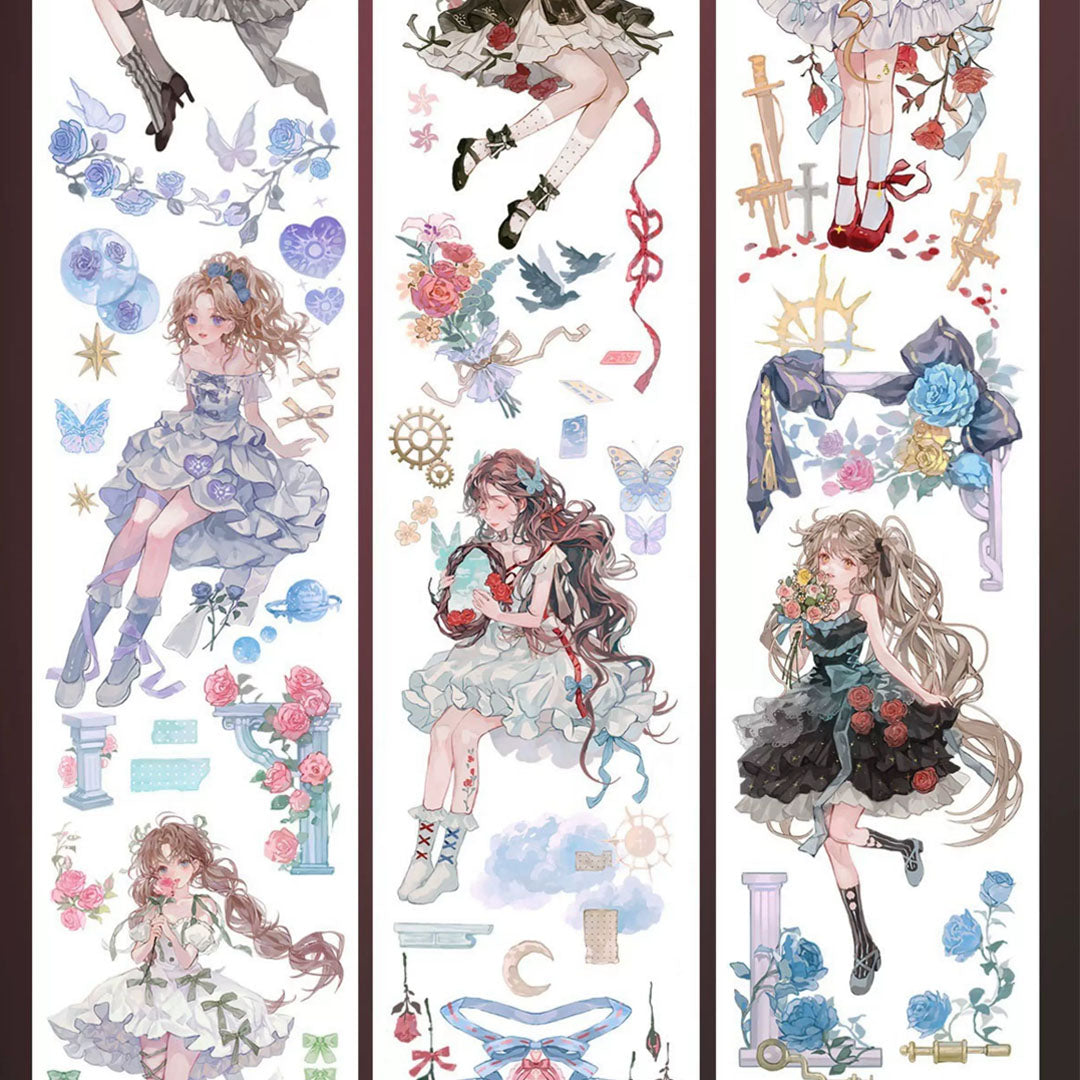 "Rosy Girl" Luxury Anime Character PET Tape (C580)