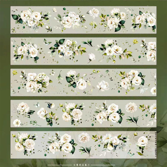 White flowers PET tape  ( F514 )