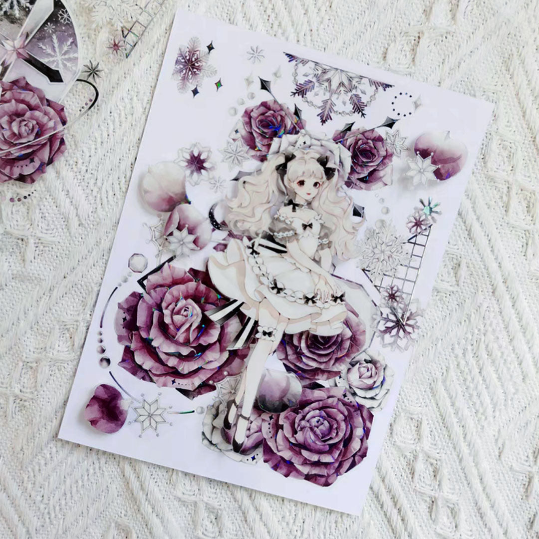 Ruban PET rose flocon de neige (F565)