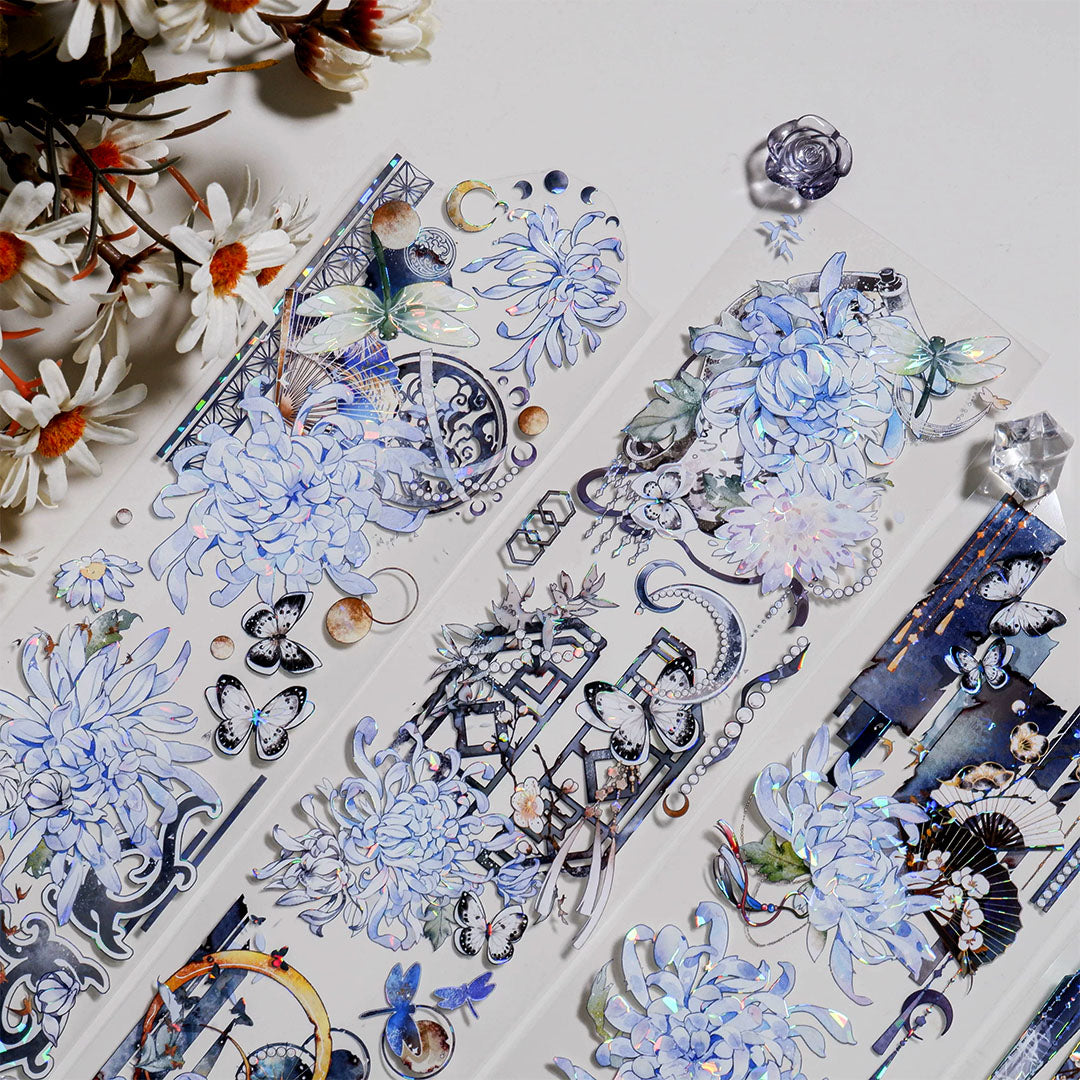 Blue chrysanthemums PET tape (F584)