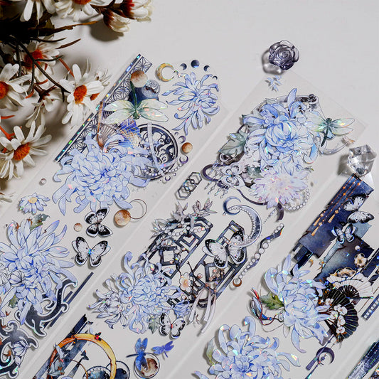 Blue chrysanthemums PET tape (F584)