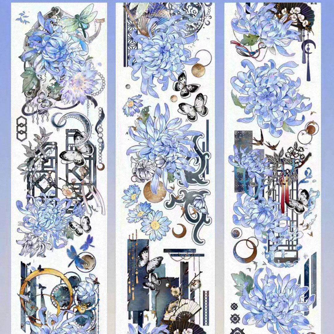 Blue chrysanthemums PET tape (F584)