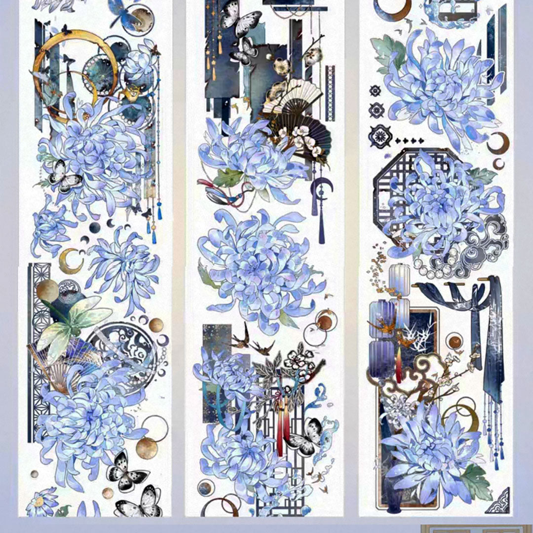 Blue chrysanthemums PET tape (F584)