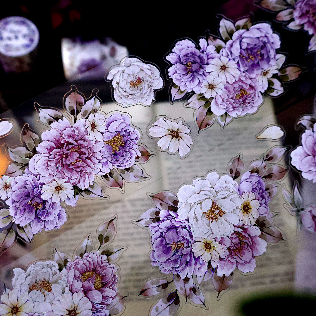 Pre-cut "Purple peony" Floral PET Tape (F587)