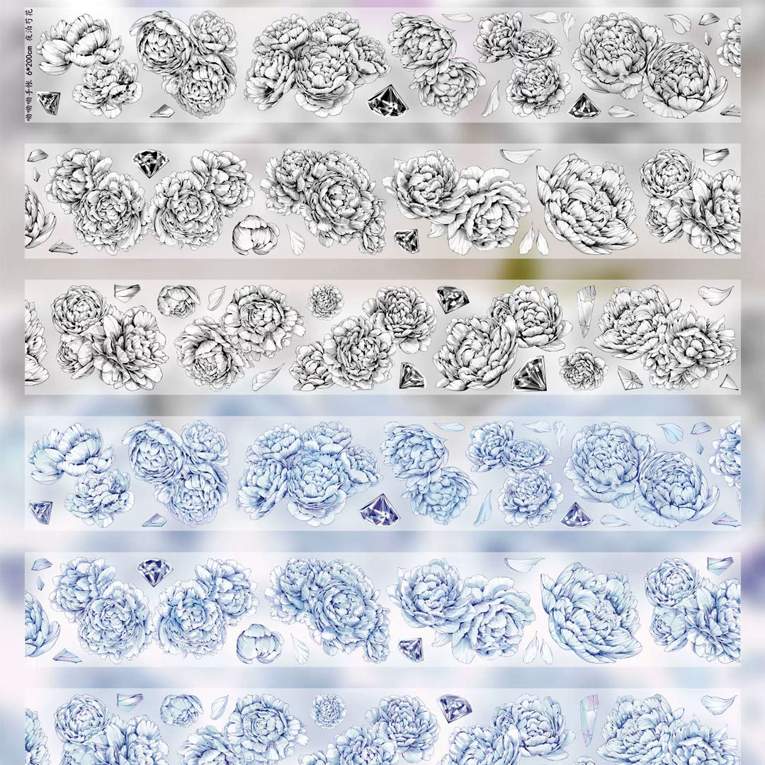 Pre-cut "Single Color Peony" Washi Tape for Neutral Journaling (F590)