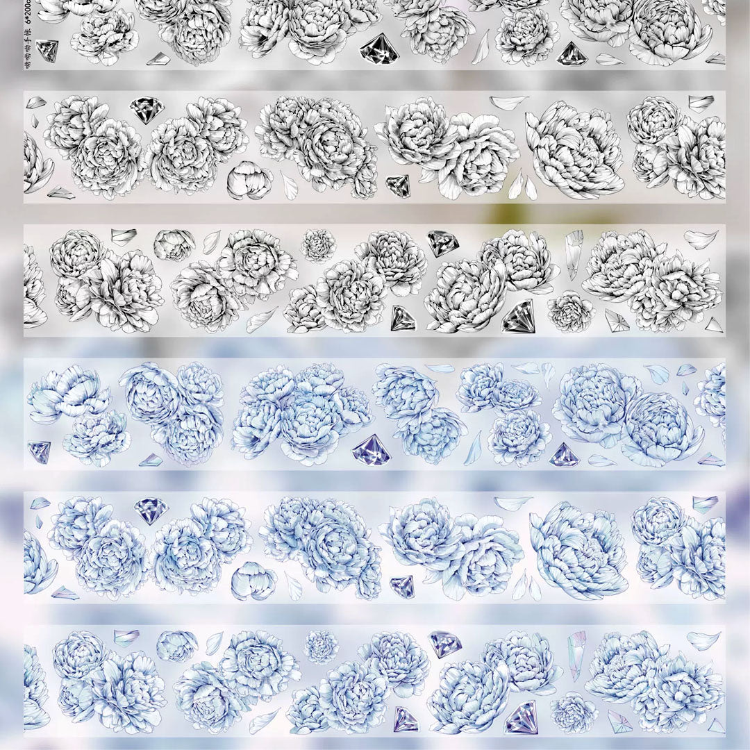 Pre-cut "Single Color Peony" Washi Tape for Neutral Journaling (F590)