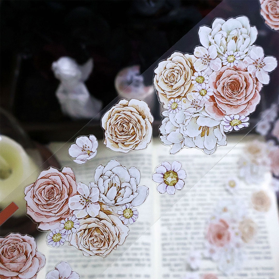 "Soft pink" Pre-cut Floral PET Tape (F598)
