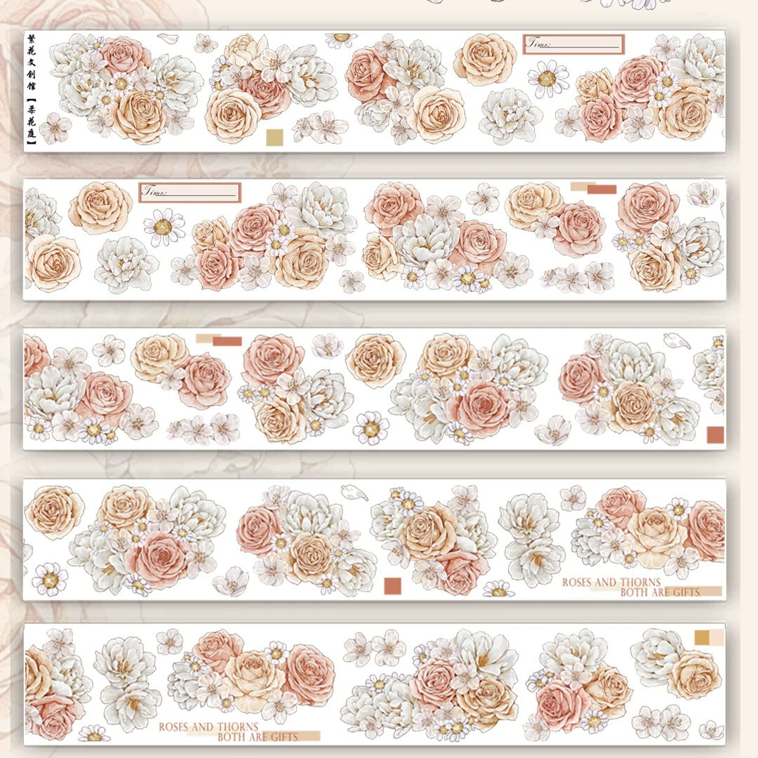 "Soft pink" Pre-cut Floral PET Tape (F598)