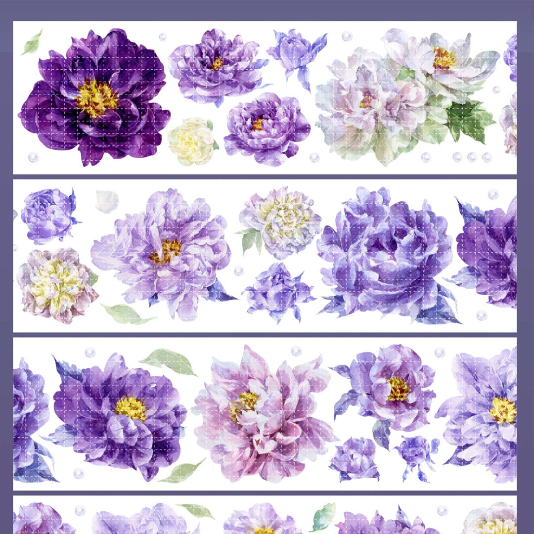 "Purple Peony at Night" Luxury Floral PET Tape (F607)