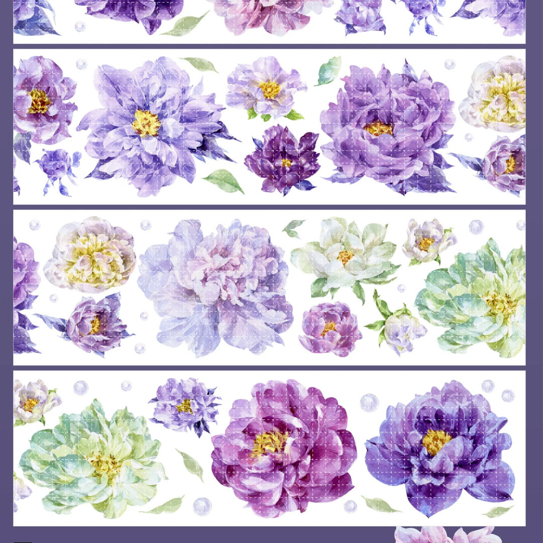 "Purple Peony at Night" Luxury Floral PET Tape (F607)