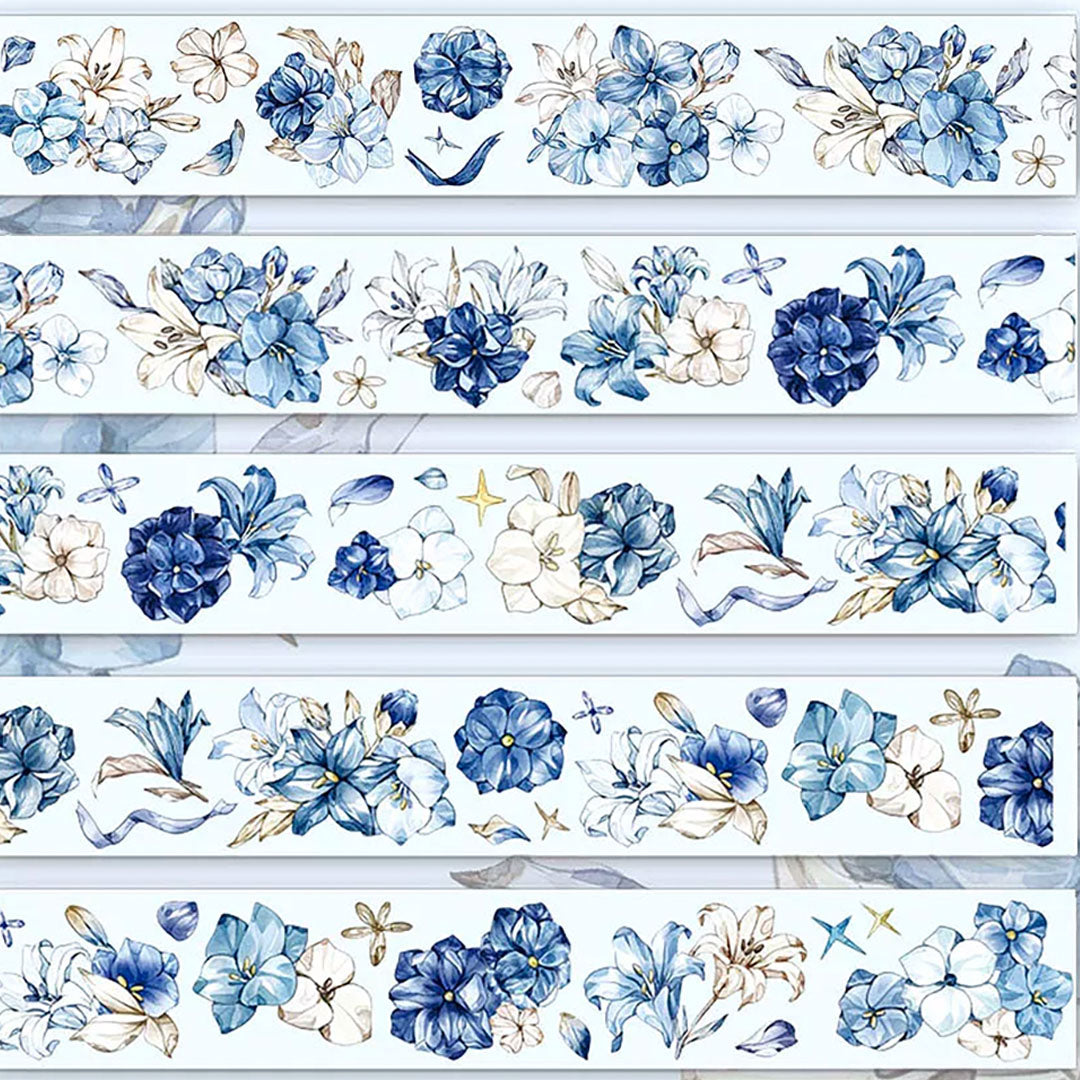 "Blue/White" Pre-cut Floral PET Tape (F610)