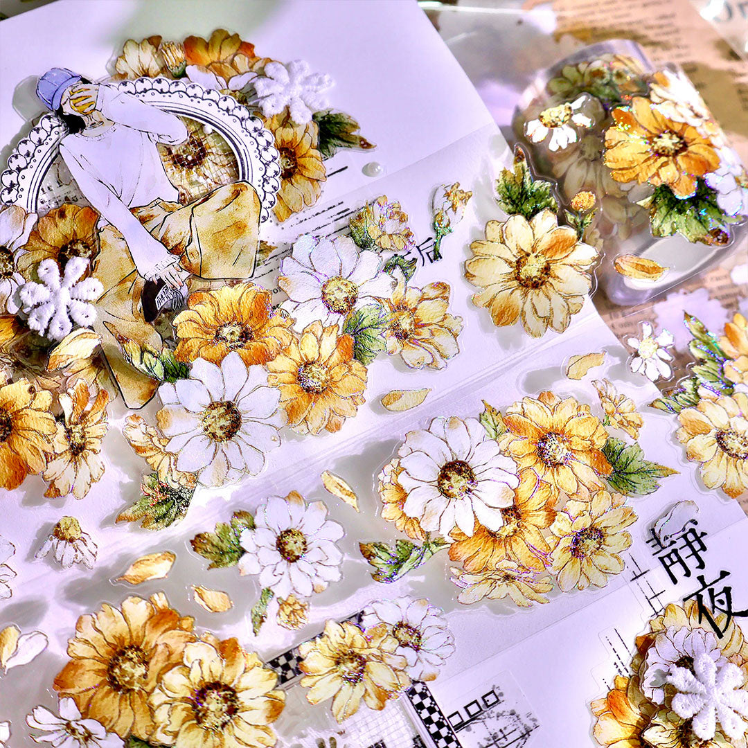 "Golden Daisy" Pre-cut Floral PET Tape (F613)