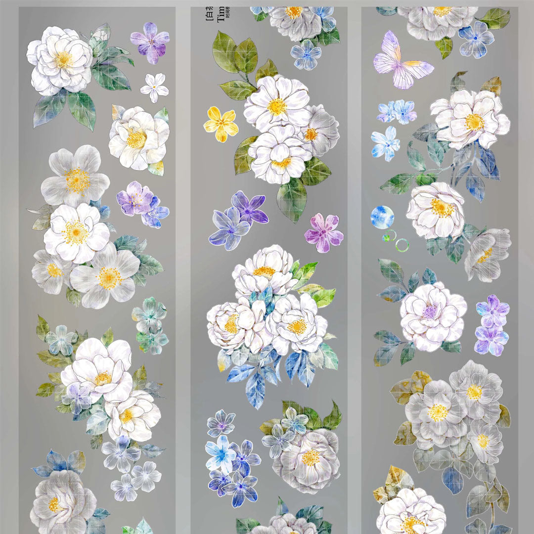 "White Camellia" Pre-cut Floral PET Tape (F619)