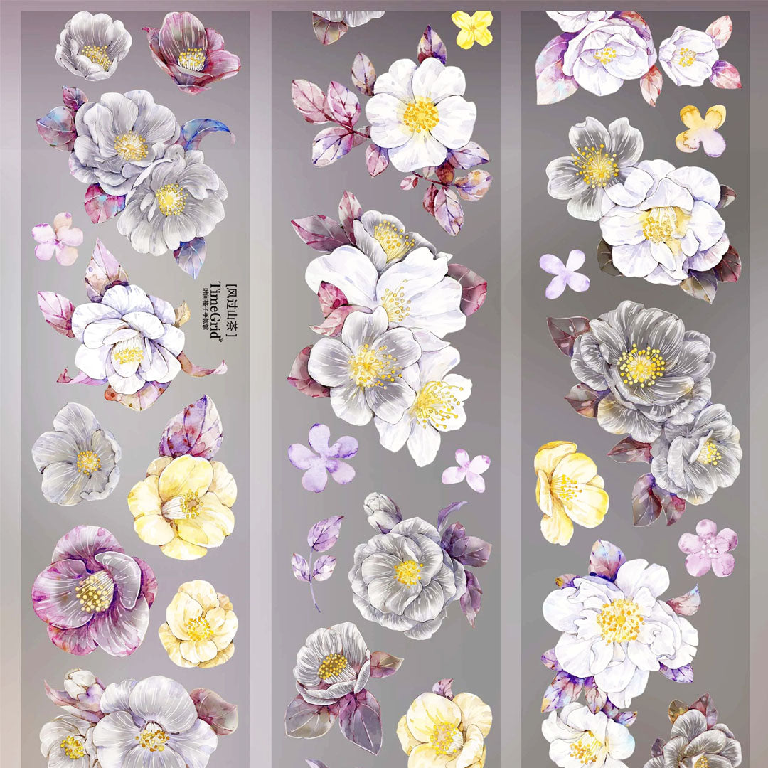 "Camellia with the Wind" Pre-cut Floral PET Tape (F621)