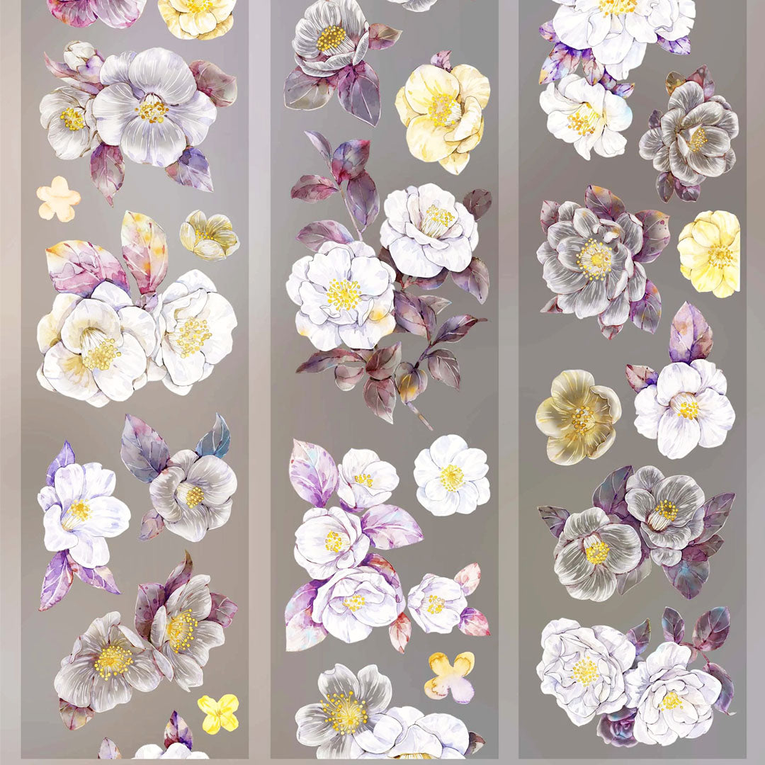 "Camellia with the Wind" Pre-cut Floral PET Tape (F621)