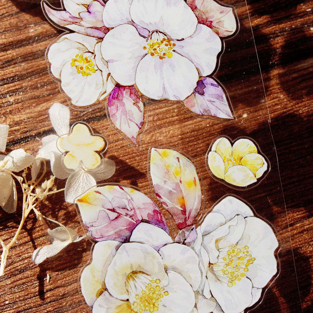 "Camellia with the Wind" Pre-cut Floral PET Tape (F621)