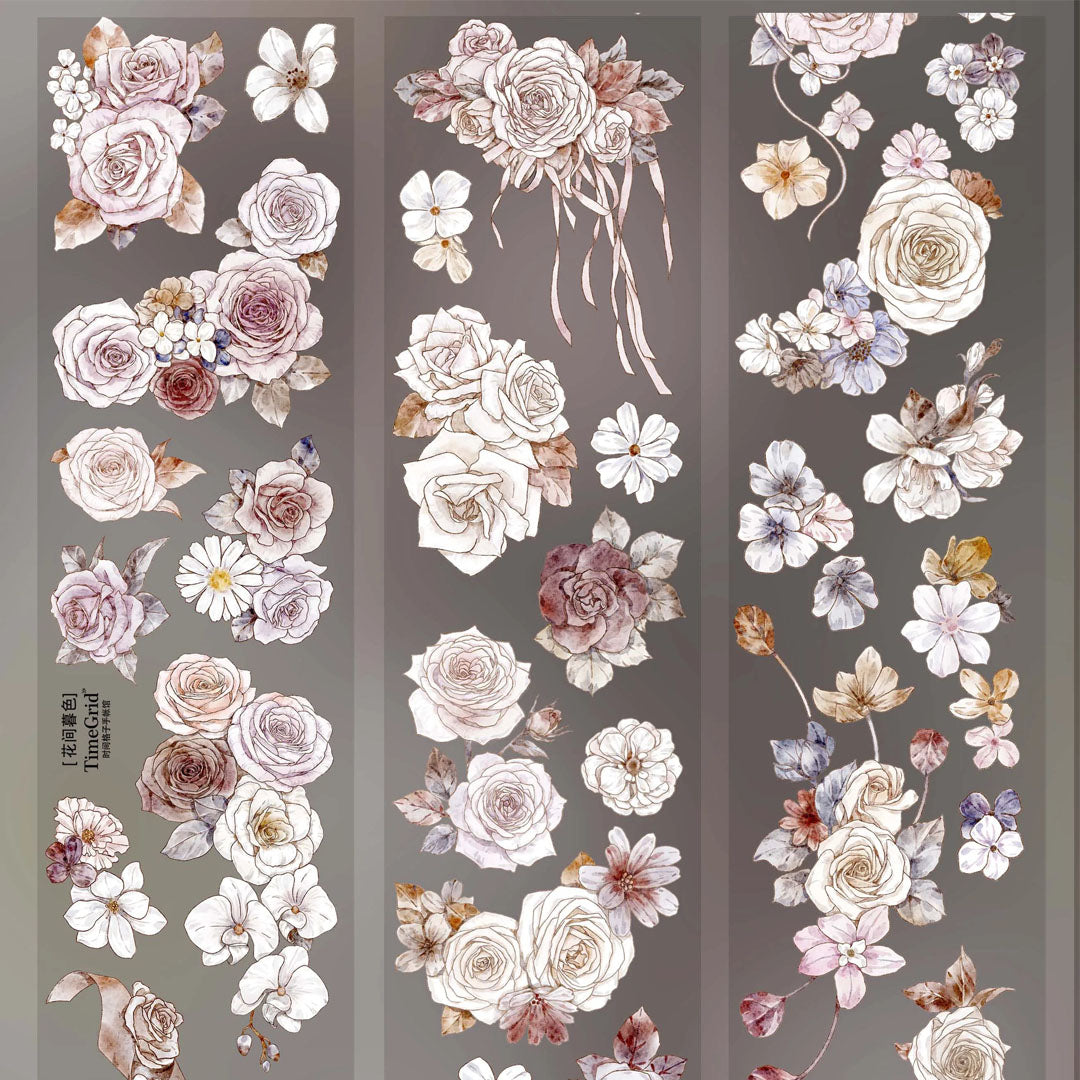 "Flowers in the Twilight" Pre-cut Floral PET Tape (F622)