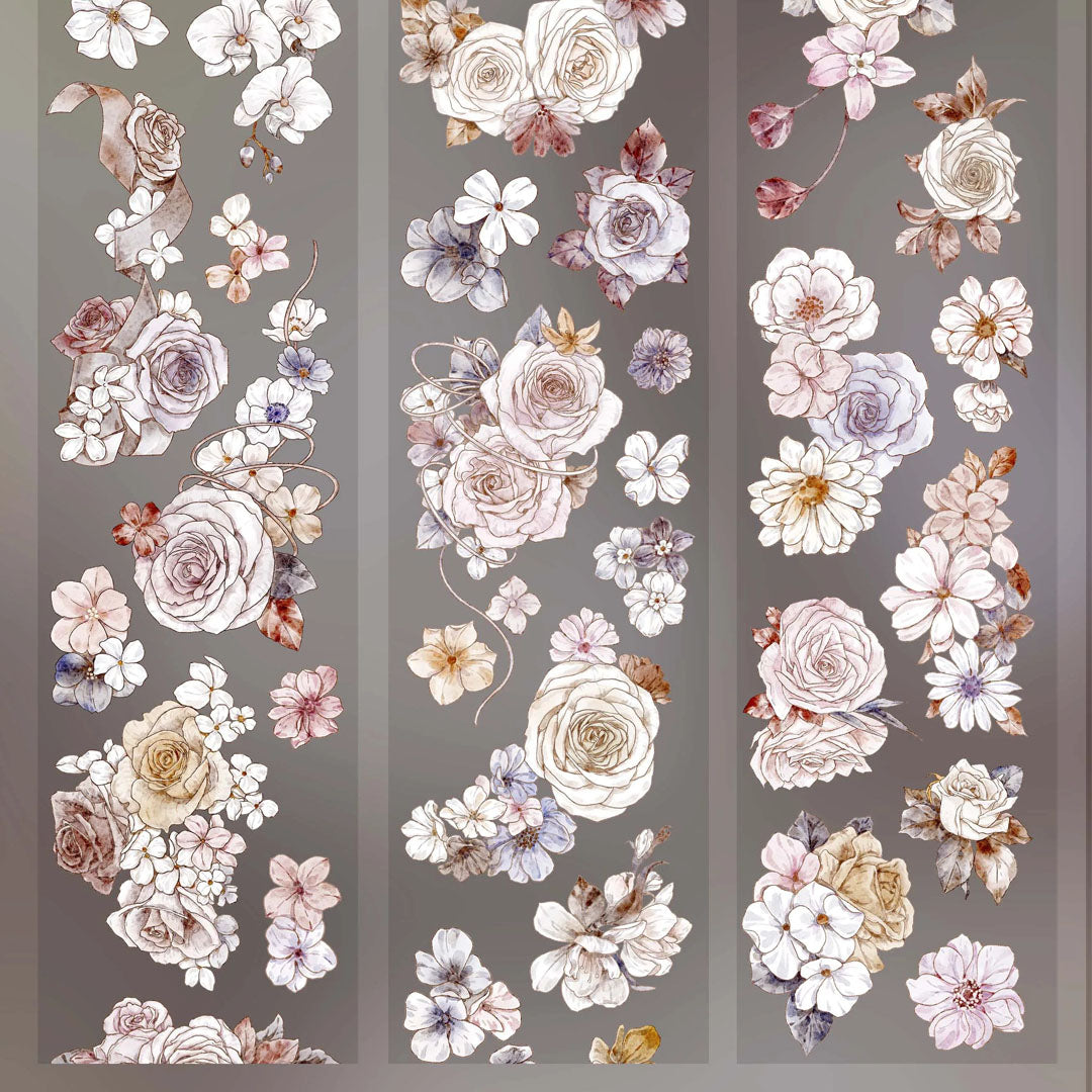 "Flowers in the Twilight" Pre-cut Floral PET Tape (F622)