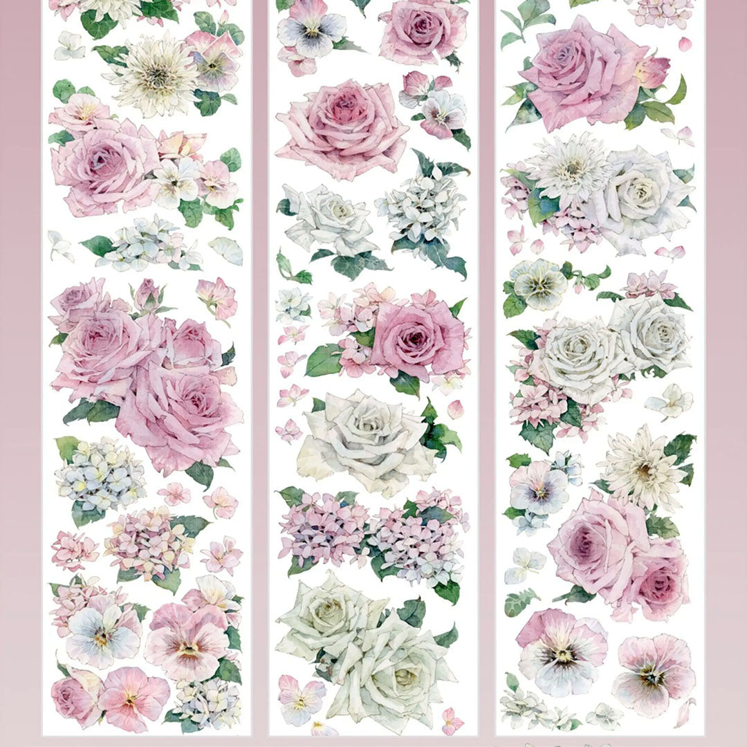 "Gentle Pink Flowers" Luxury Floral PET Tape (F624)