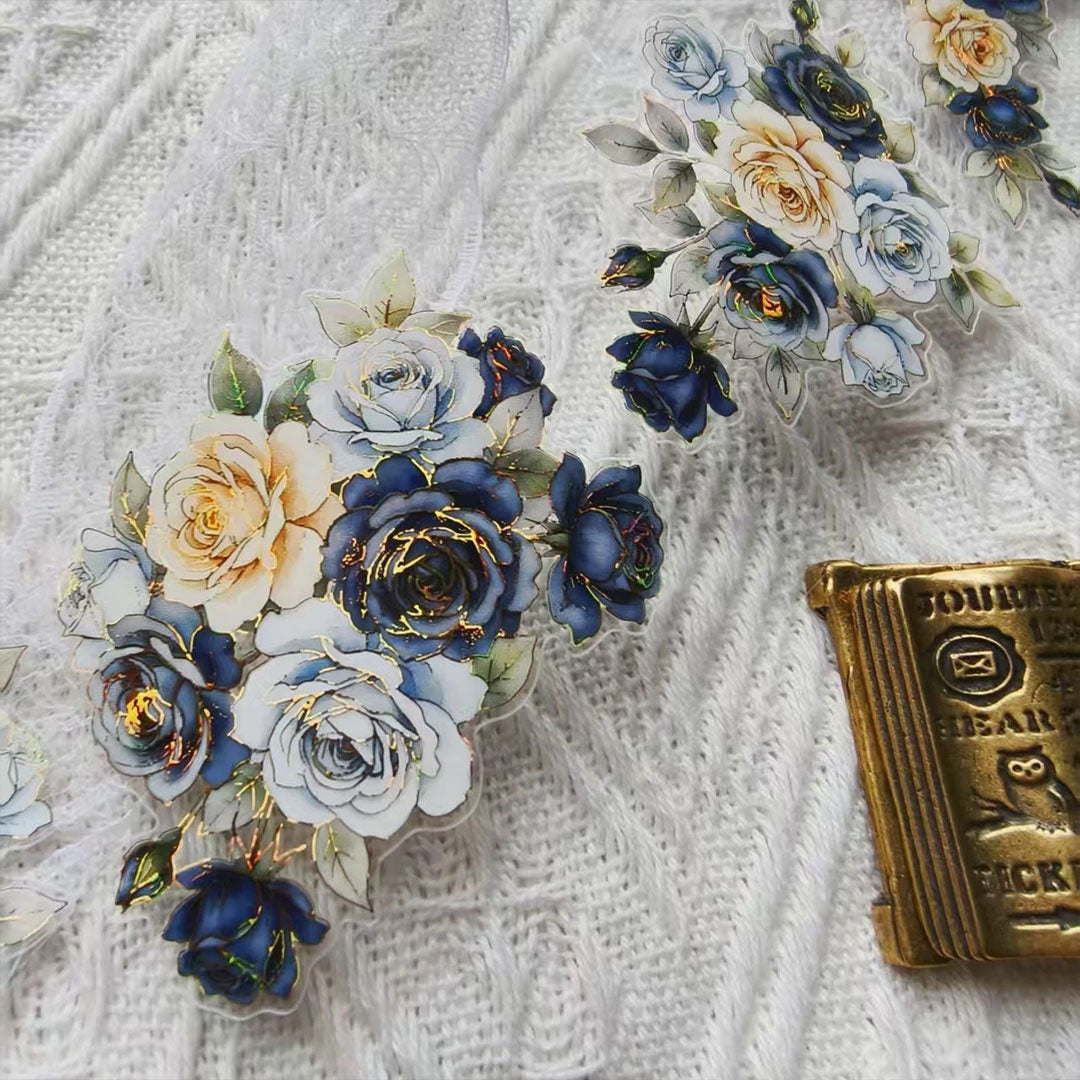 "Blue Mist" Pre-cut Floral PET Tape (F628)