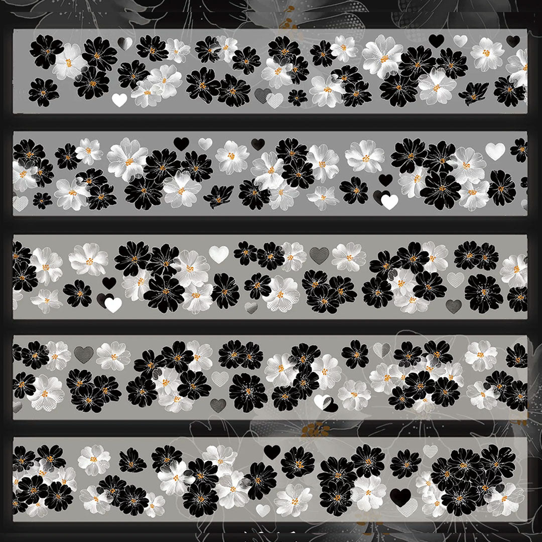"Ink Flowers" Pre-cut Floral PET Tape (F642)