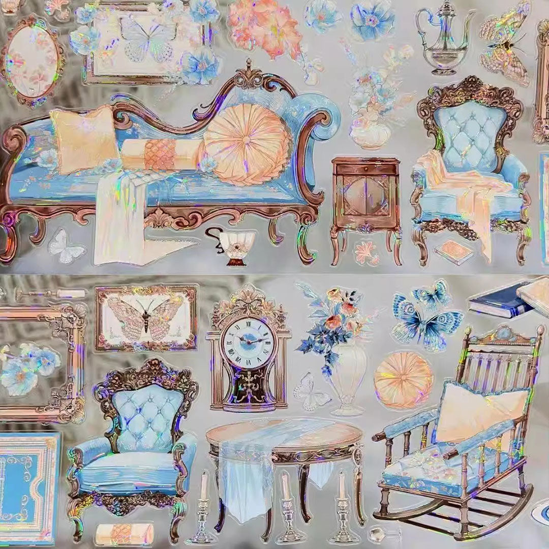 Pre-cut Misty blue Manor PET tape (V535)