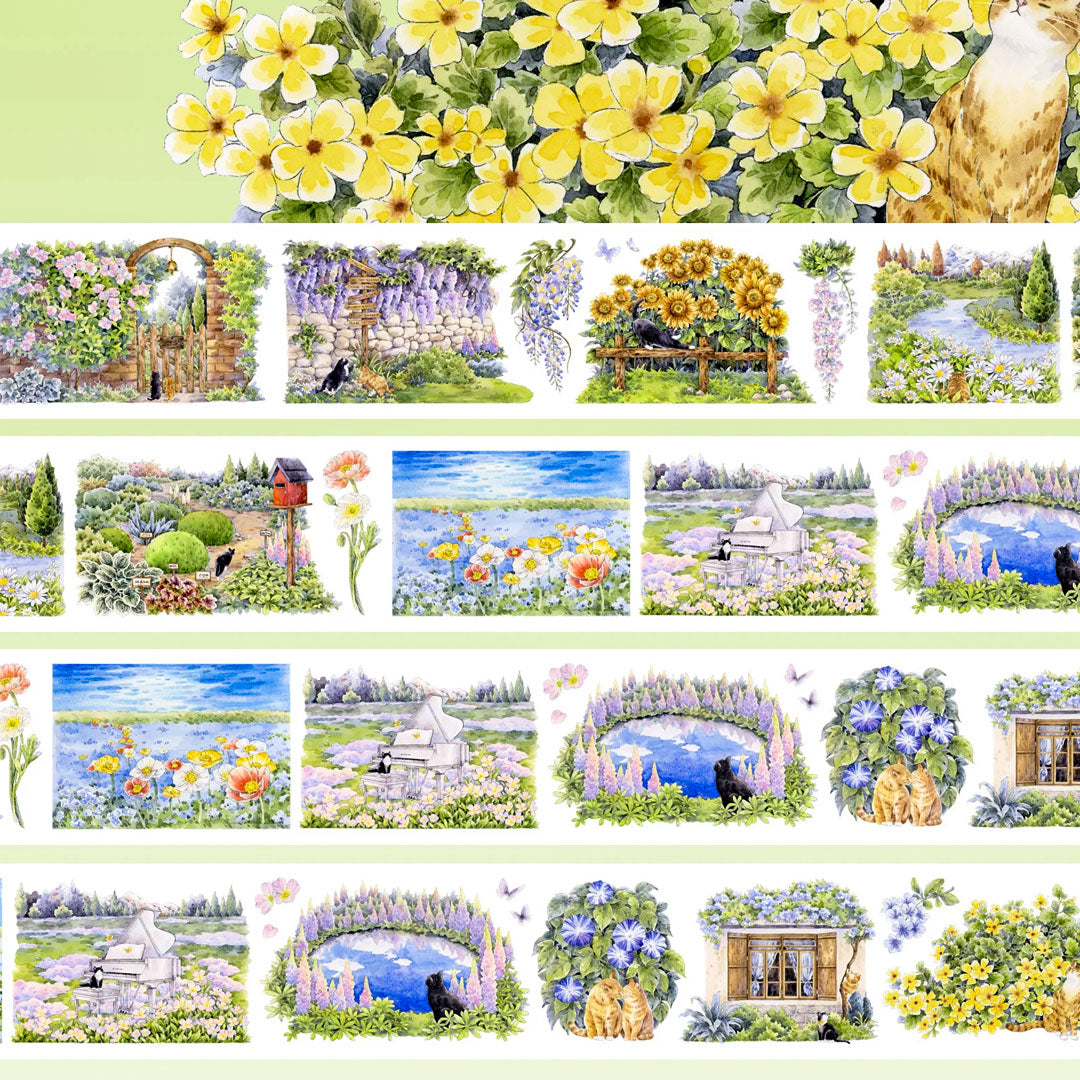 "A Cozy Yard" Pre-cut Soft Nature Scene PET tape (V554)