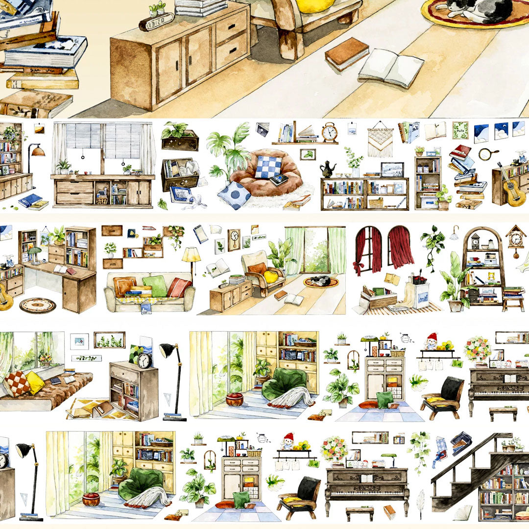 "A Corner of the Study" Pre-cut  Architectural Scene PET Tape (V556)