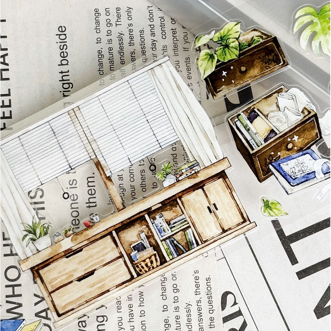 "A Corner of the Study" Pre-cut  Architectural Scene PET Tape (V556)