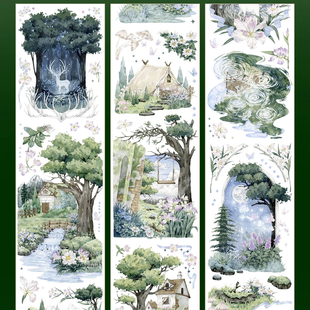 "Deer in the Woods" PET Tape with Shell Gold Foil (V563)