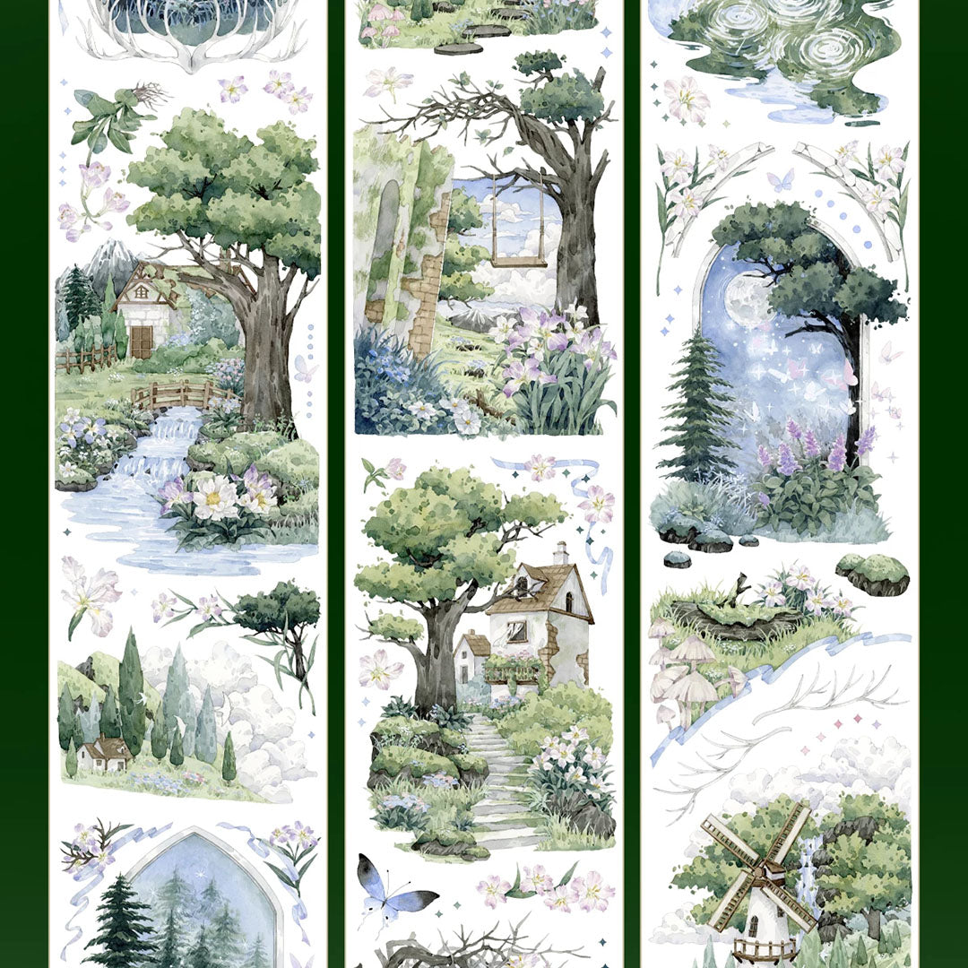 "Deer in the Woods" PET Tape with Shell Gold Foil (V563)