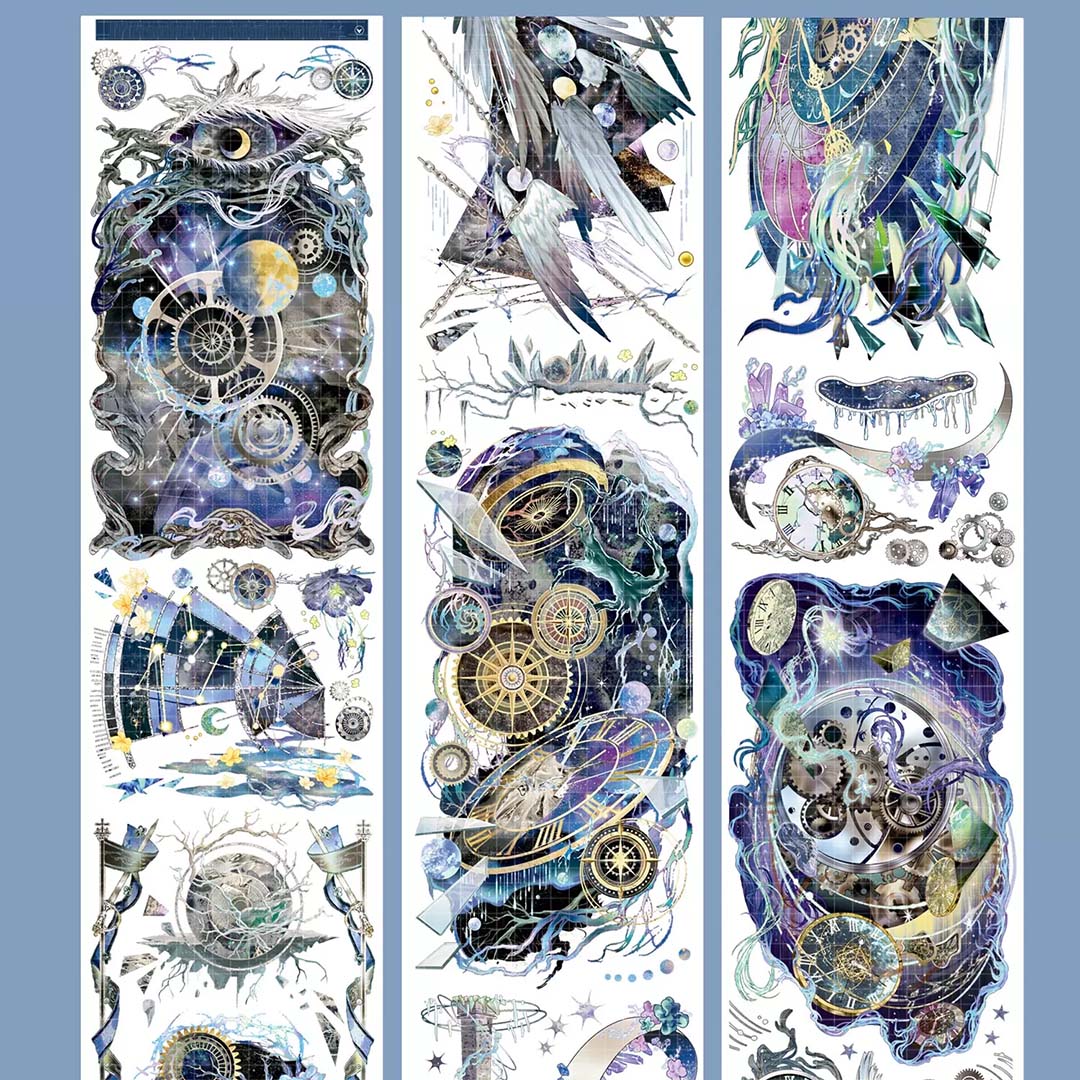 "Clock of Eternal Night" PET Tape with Shell Gold Foil (V580)