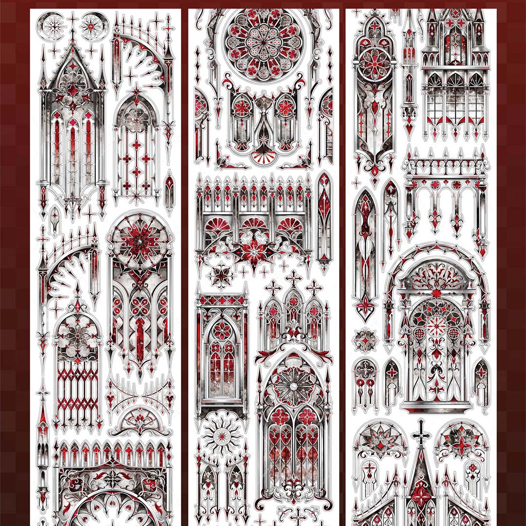"Bloody Castle" Pre-cut PET Tape with Shell Gold Foil (V581)