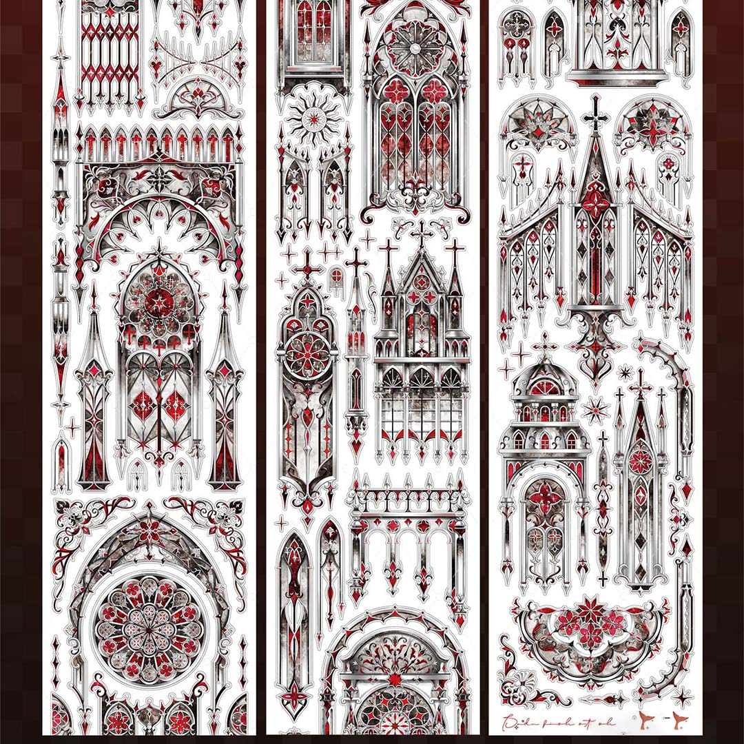 "Bloody Castle" Pre-cut PET Tape with Shell Gold Foil (V581)