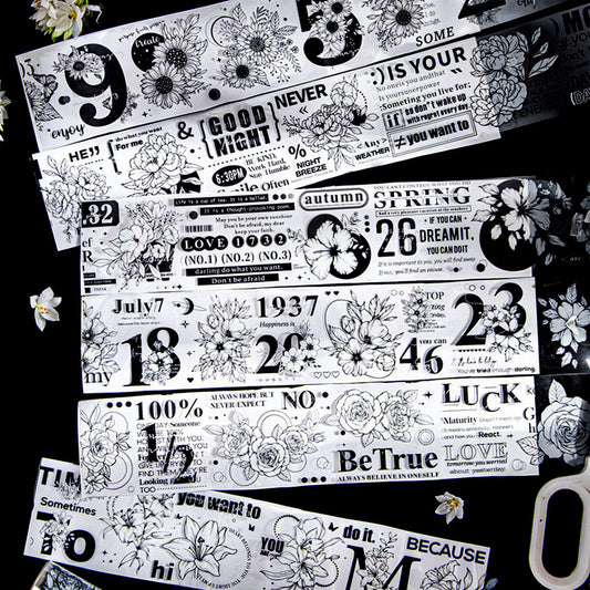 Black & White words PET tape (W508)